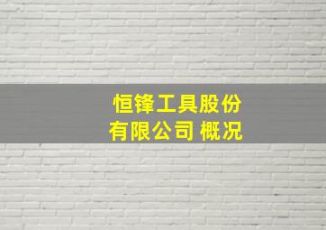 恒锋工具股份有限公司 概况